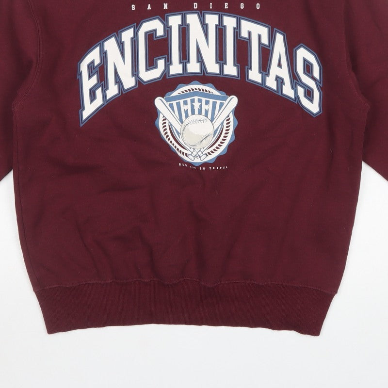 Pull&Bear Women Red S San Diego Baseball Graphic Sweatshirt