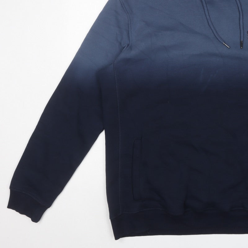 Next Men’s Blue XL Pullover Hoodie Logo Drawstring Cotton Blend