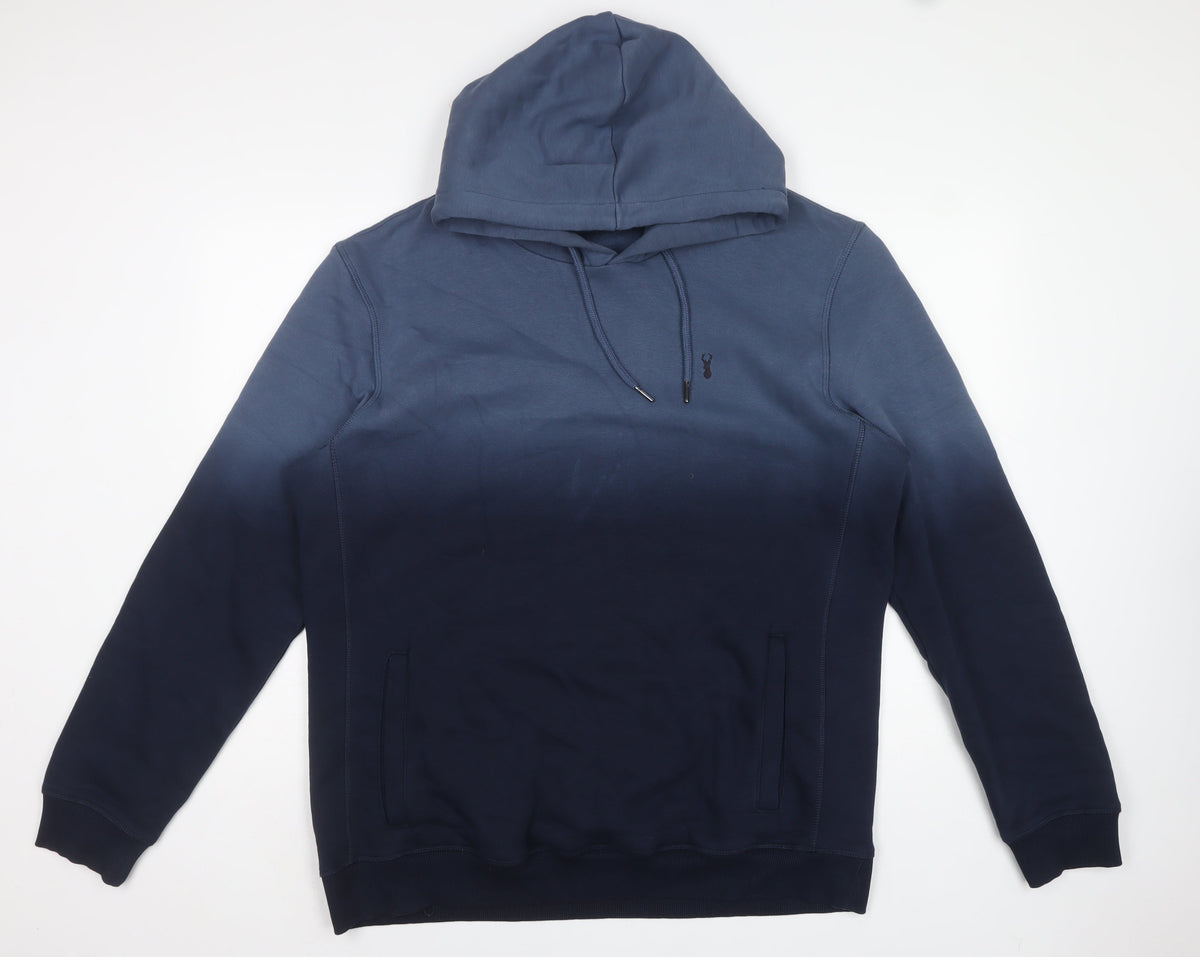 Next Men’s Blue XL Pullover Hoodie Logo Drawstring Cotton Blend