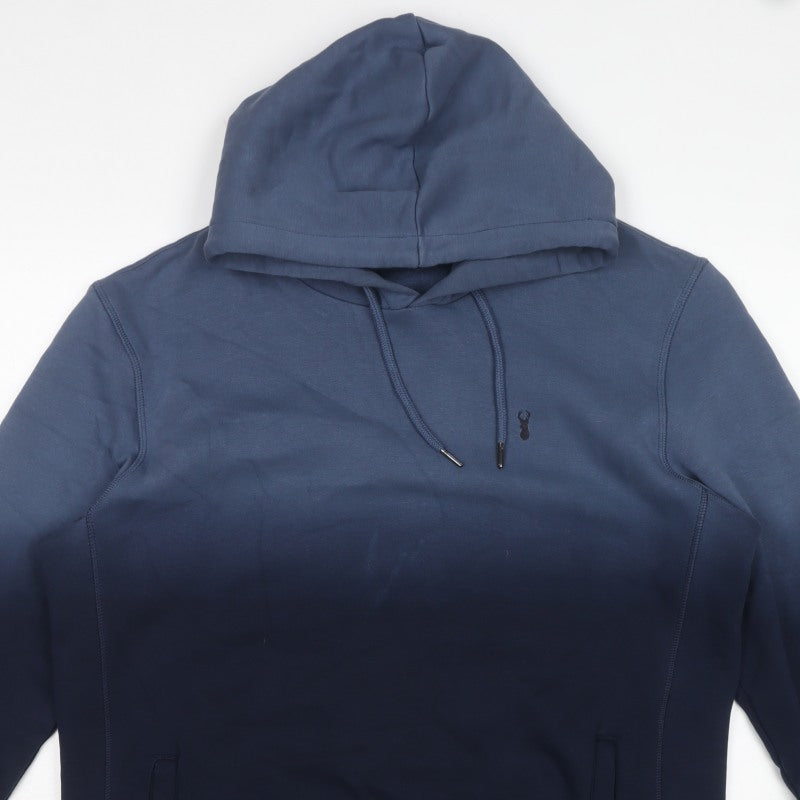 Next Men’s Blue XL Pullover Hoodie Logo Drawstring Cotton Blend