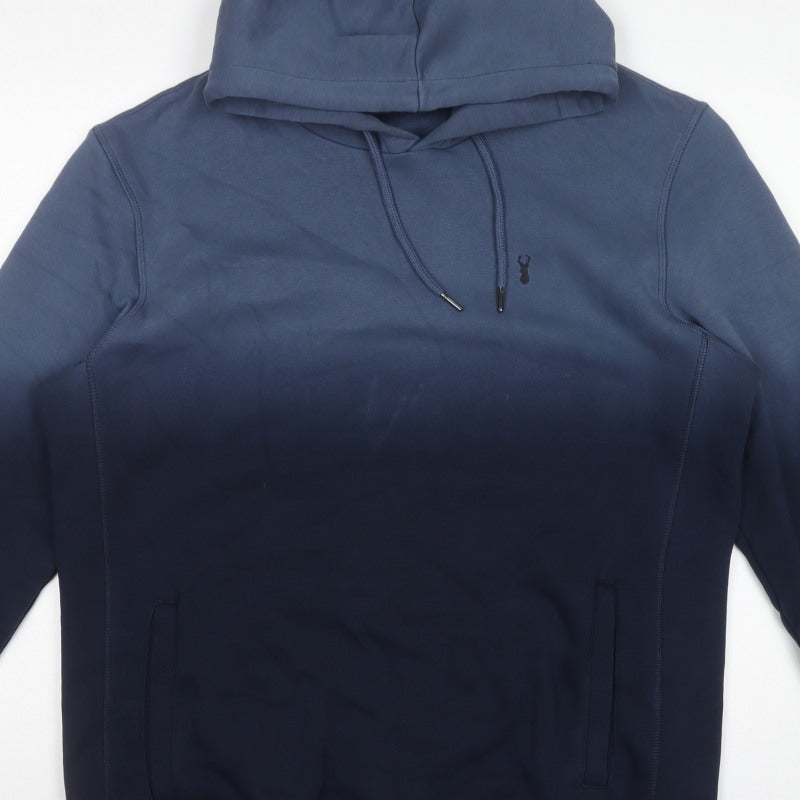 Next Men’s Blue XL Pullover Hoodie Logo Drawstring Cotton Blend