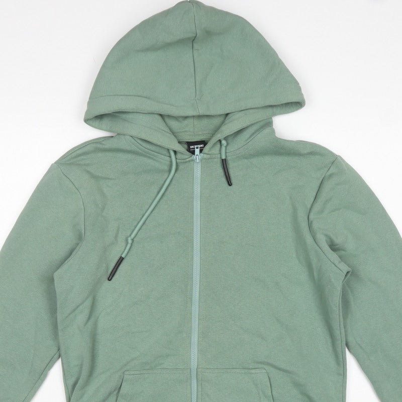 Only & Sons Men's Green S Full Zip Hoodie Drawstring Pockets Cotton Blend