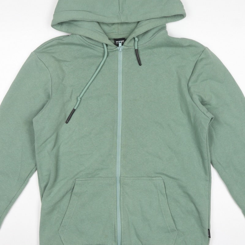 Only & Sons Men's Green S Full Zip Hoodie Drawstring Pockets Cotton Blend