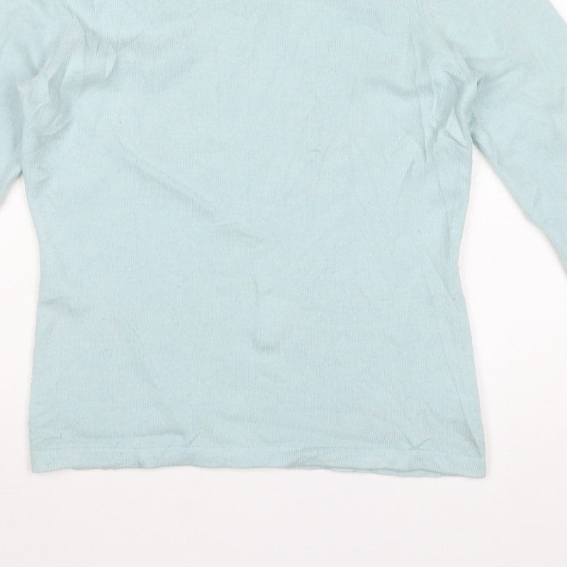 Pure Collection Women’s Blue Cashmere Crew Neck Jumper UK 12