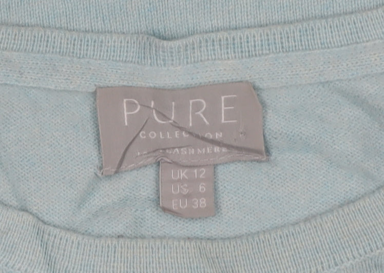 Pure Collection Women’s Blue Cashmere Crew Neck Jumper UK 12