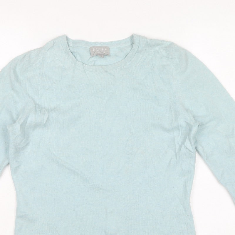 Pure Collection Women’s Blue Cashmere Crew Neck Jumper UK 12