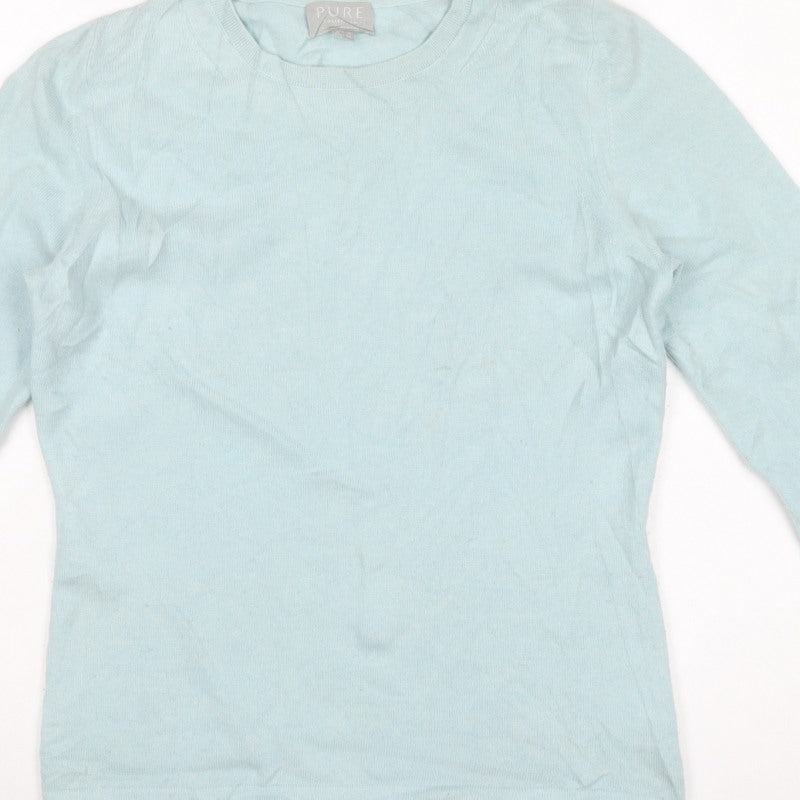 Pure Collection Women’s Blue Cashmere Crew Neck Jumper UK 12