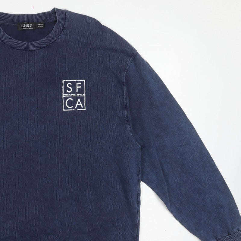 Topman Men’s Blue XL Pullover Graphic Print SFCA Sweatshirt