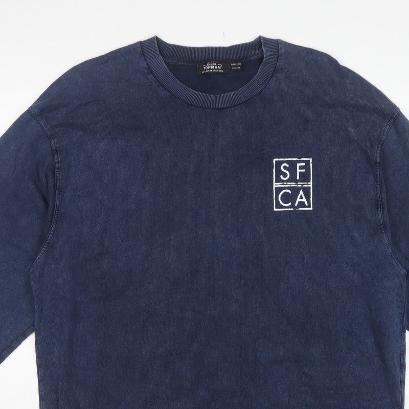 Topman Men’s Blue XL Pullover Graphic Print SFCA Sweatshirt
