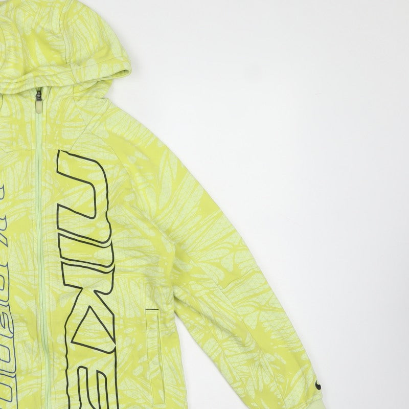 Nike Boys Yellow Full Zip Hooded Fleece Hoodie 12-13 Years Logo