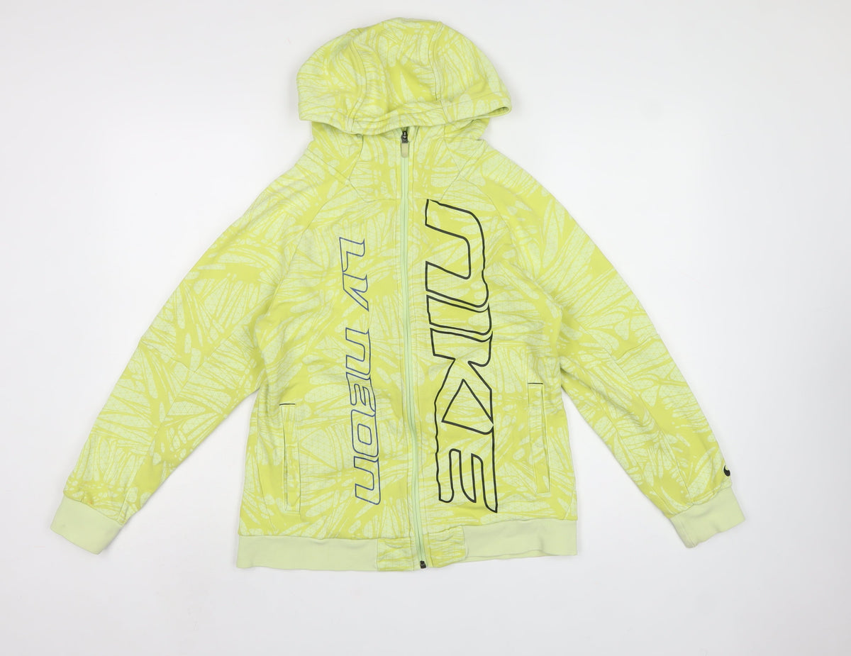 Nike Boys Yellow Full Zip Hooded Fleece Hoodie 12-13 Years Logo