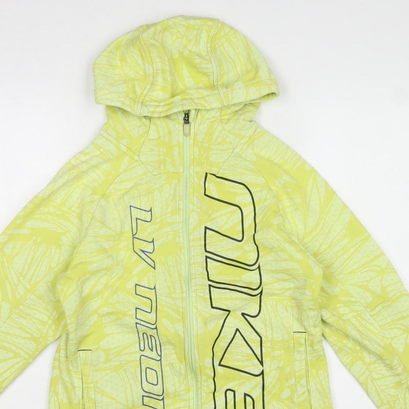 Nike Boys Yellow Full Zip Hooded Fleece Hoodie 12-13 Years Logo