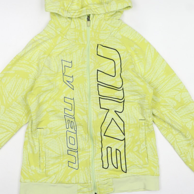 Nike Boys Yellow Full Zip Hooded Fleece Hoodie 12-13 Years Logo