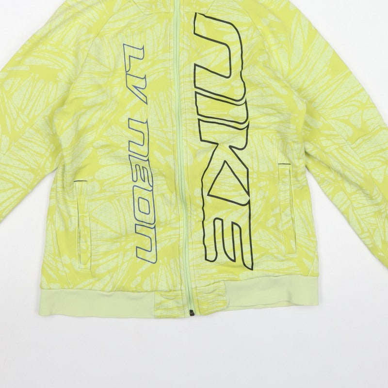 Nike Boys Yellow Full Zip Hooded Fleece Hoodie 12-13 Years Logo