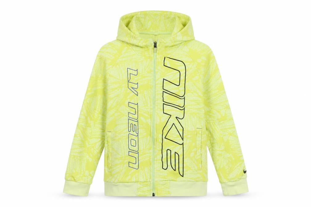 Nike Boys Yellow Full Zip Hooded Fleece Hoodie 12-13 Years Logo