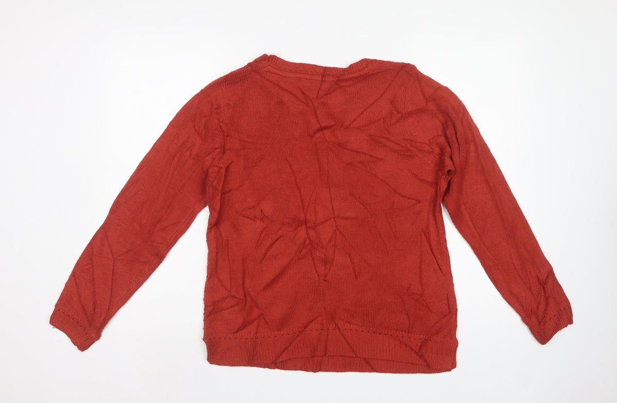 ISLE Women's Red Size 10-12 Argyle Knit Long Sleeve Pullover Jumper