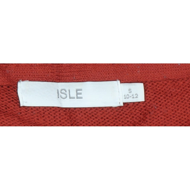 ISLE Women's Red Size 10-12 Argyle Knit Long Sleeve Pullover Jumper