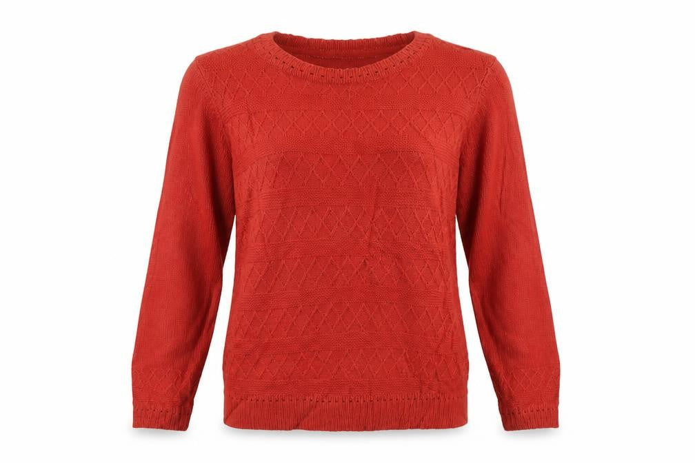 ISLE Women's Red Size 10-12 Argyle Knit Long Sleeve Pullover Jumper