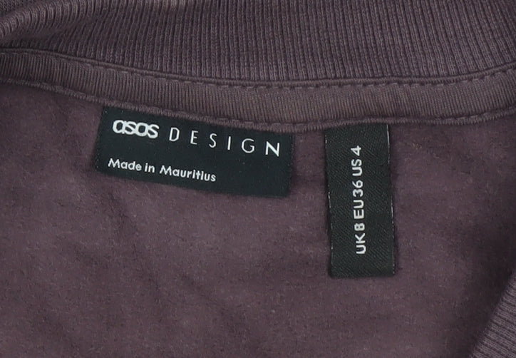 ASOS Design Women Brown UK 8 Cotton Crew Neck Pullover Sweatshirt