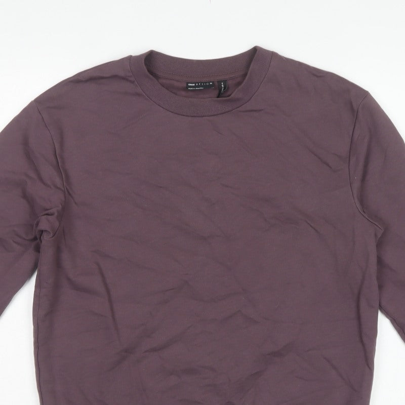 ASOS Design Women Brown UK 8 Cotton Crew Neck Pullover Sweatshirt