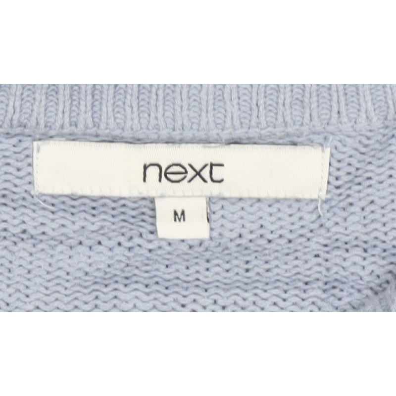 Next Women Blue UK 12 Cotton Open Knit Raglan Sleeve Jumper