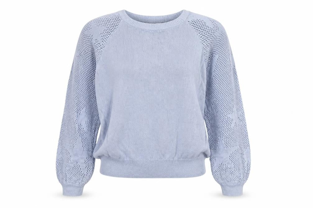 Next Women Blue UK 12 Cotton Open Knit Raglan Sleeve Jumper