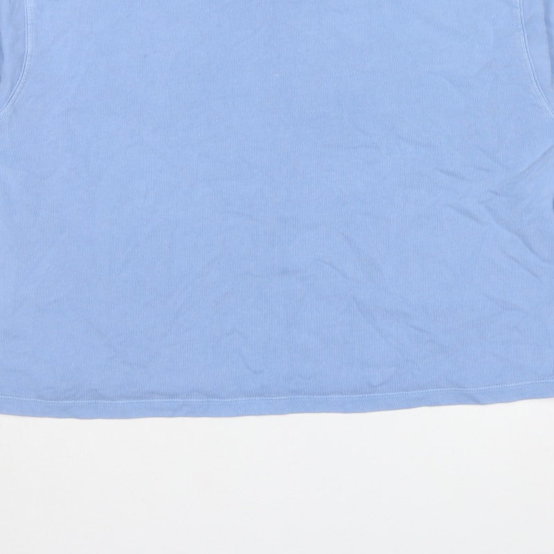 H&M Women Blue L Cotton Crew Neck Pullover Sweatshirt