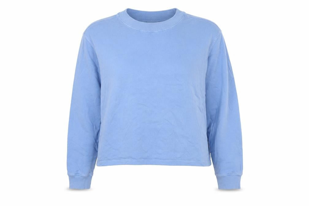 H&M Women Blue L Cotton Crew Neck Pullover Sweatshirt