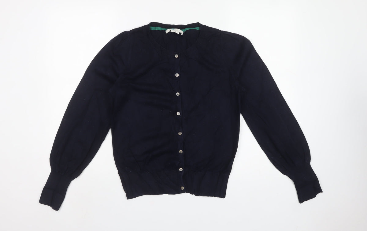 Boden Women's Navy Blue Size S Crew Neck Button Cotton Knit Cardigan