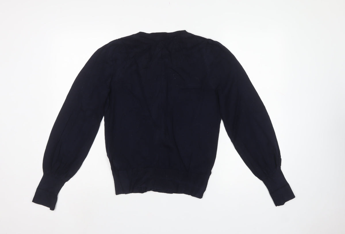 Boden Women's Navy Blue Size S Crew Neck Button Cotton Knit Cardigan