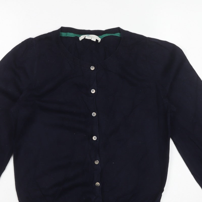 Boden Women's Navy Blue Size S Crew Neck Button Cotton Knit Cardigan