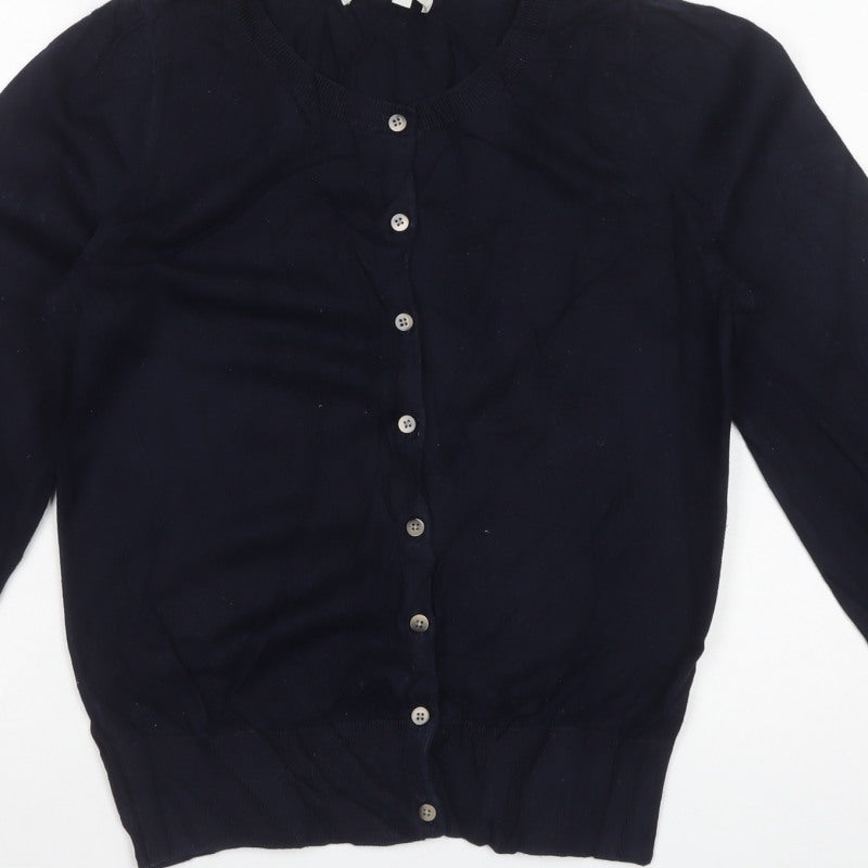 Boden Women's Navy Blue Size S Crew Neck Button Cotton Knit Cardigan