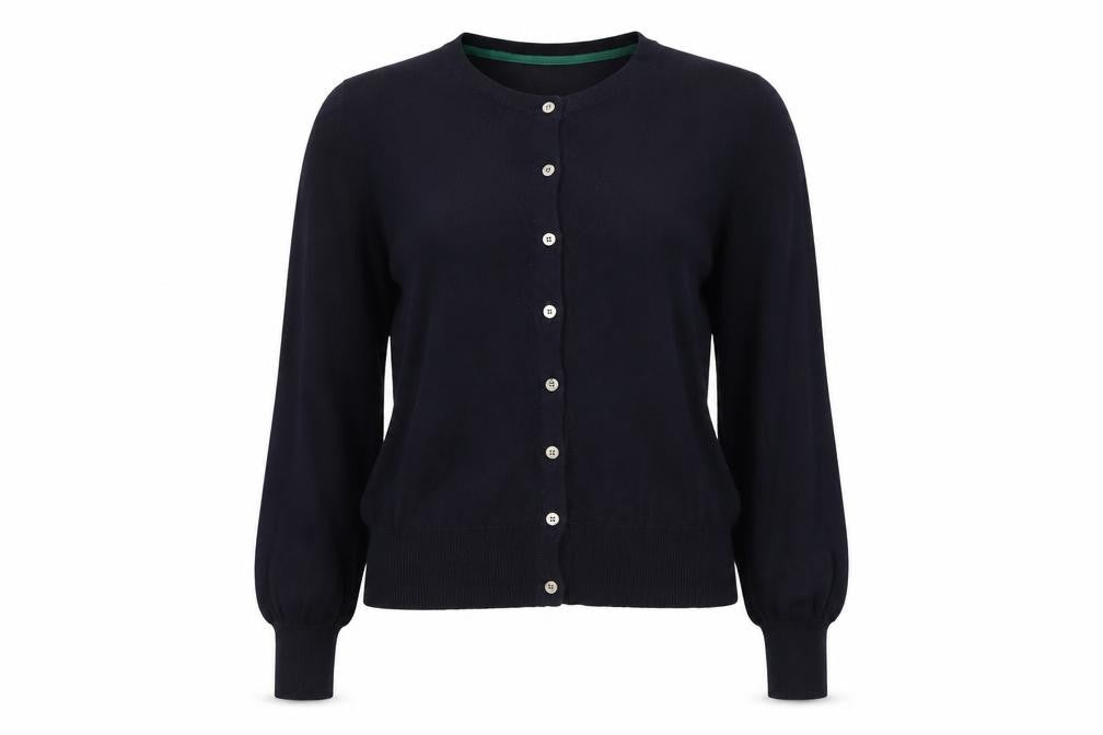 Boden Women's Navy Blue Size S Crew Neck Button Cotton Knit Cardigan