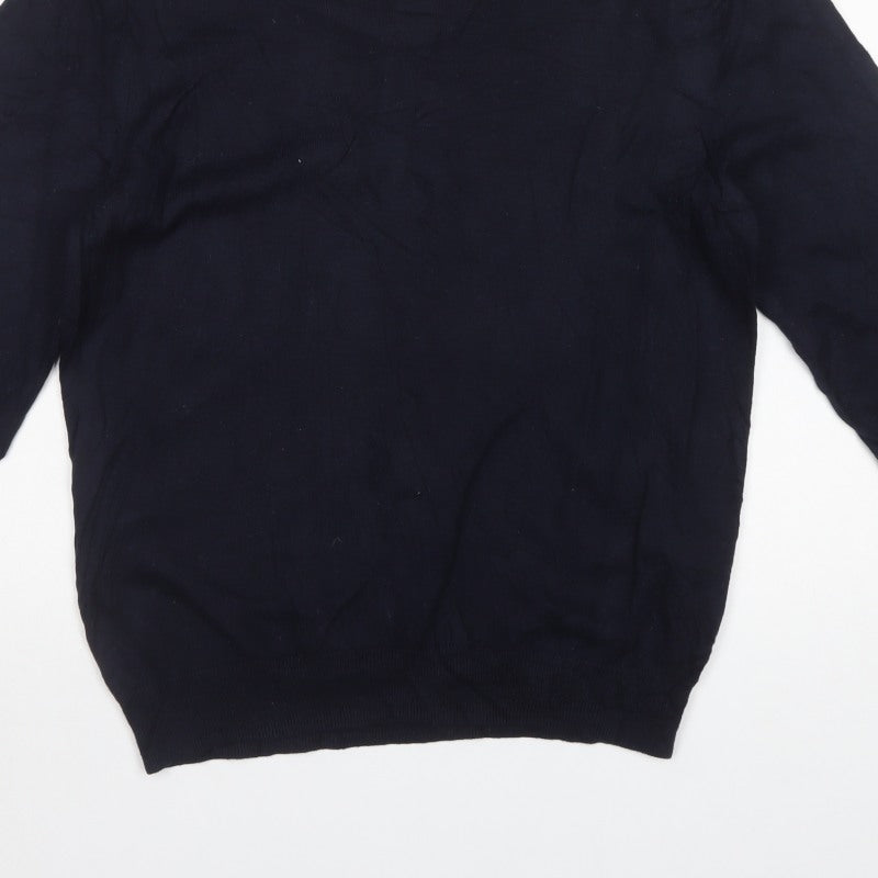 M&S Collezione Men’s Blue M Cotton Cashmere V-Neck Pullover Jumper
