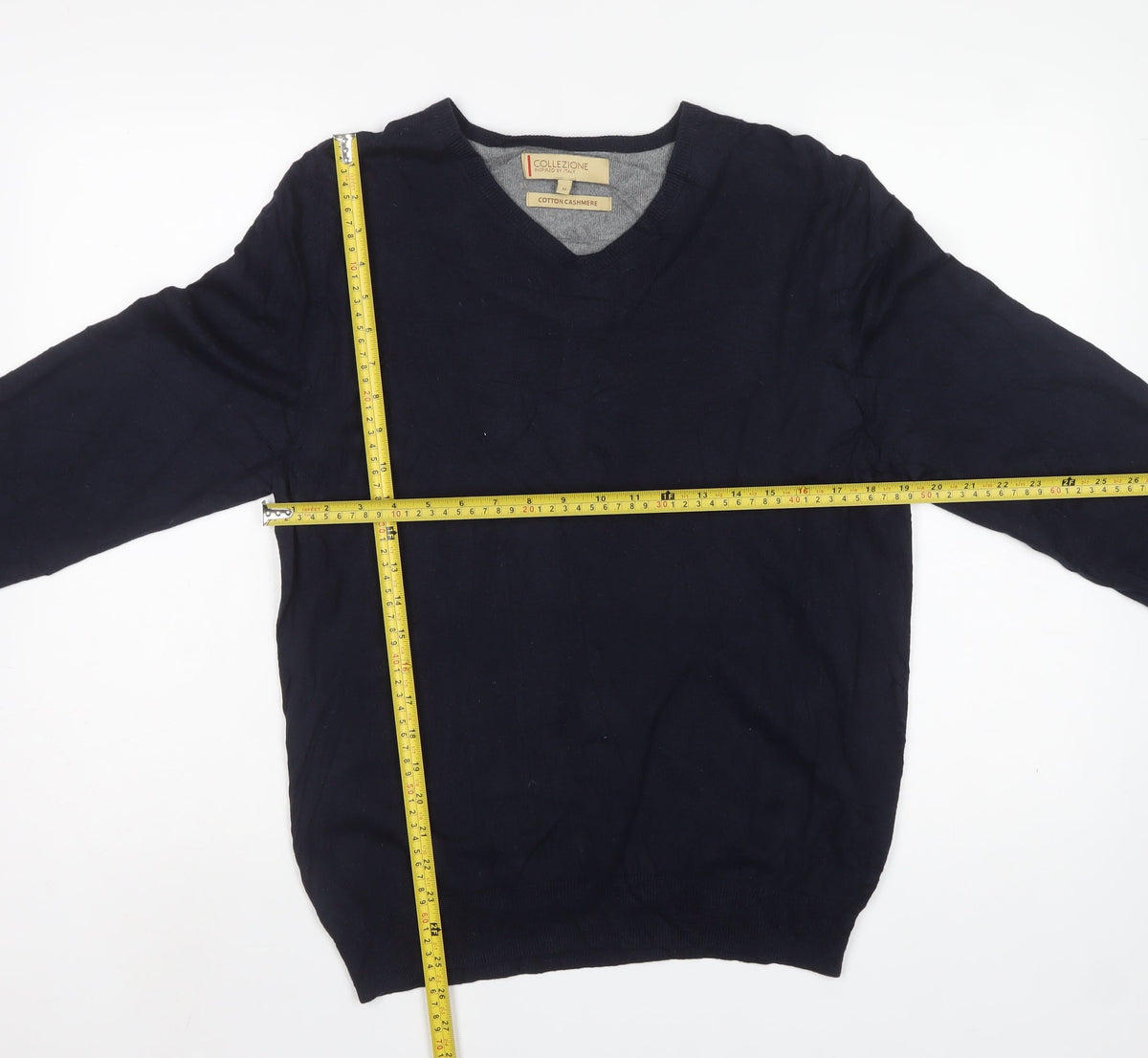 M&S Collezione Men’s Blue M Cotton Cashmere V-Neck Pullover Jumper