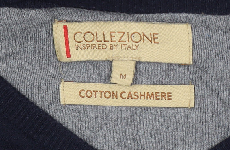 M&S Collezione Men’s Blue M Cotton Cashmere V-Neck Pullover Jumper