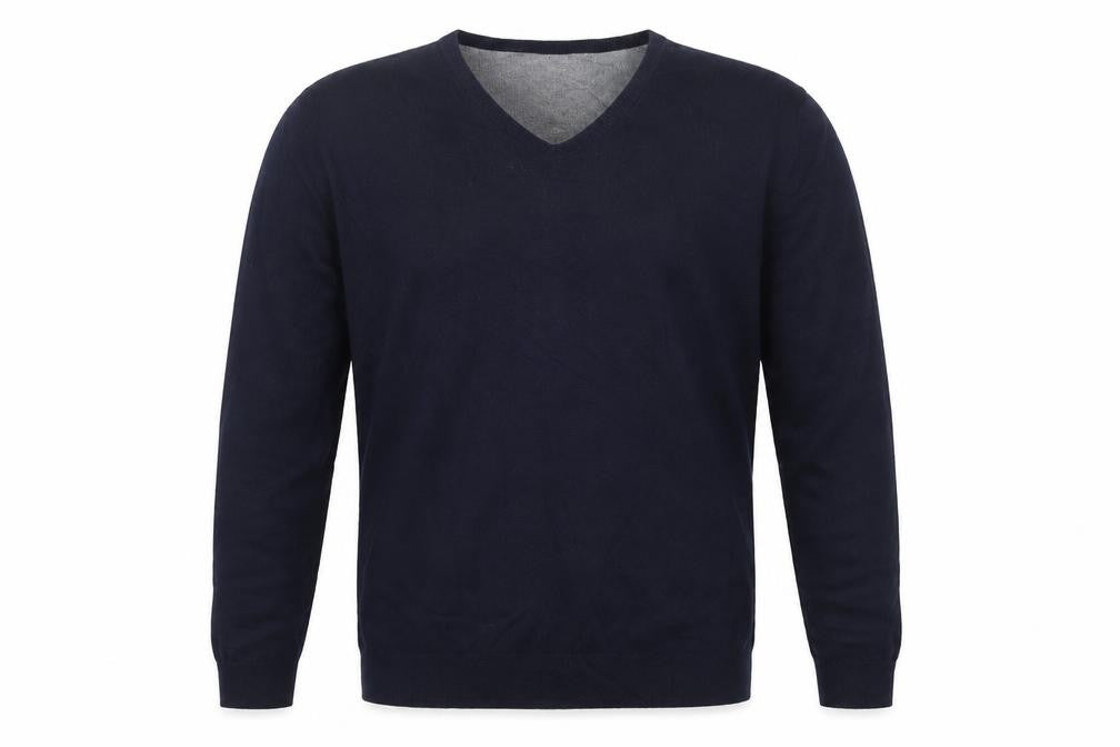 M&S Collezione Men’s Blue M Cotton Cashmere V-Neck Pullover Jumper
