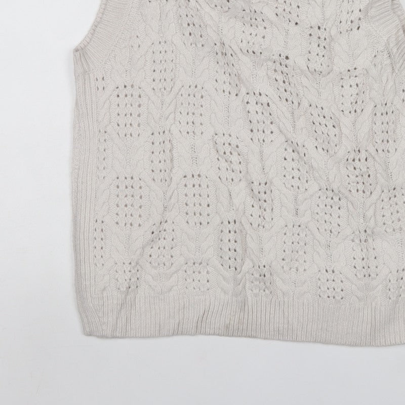 Marks and Spencer Women Ivory L Cable Knit Sleeveless Jumper Vest