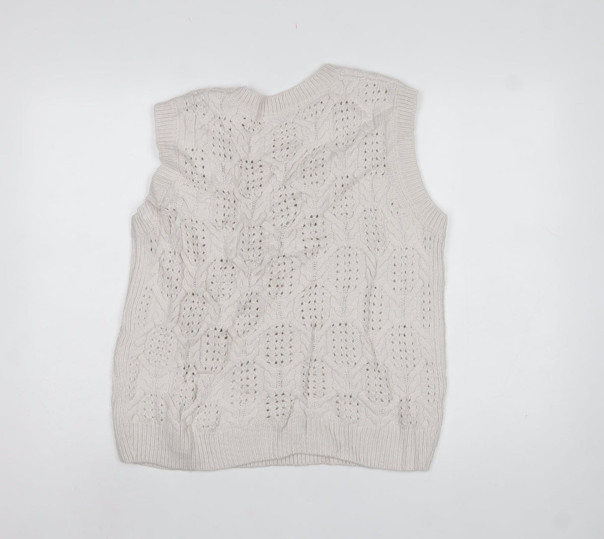 Marks and Spencer Women Ivory L Cable Knit Sleeveless Jumper Vest