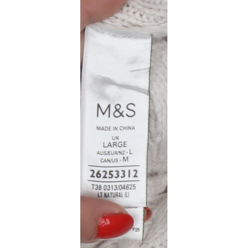 Marks and Spencer Women Ivory L Cable Knit Sleeveless Jumper Vest