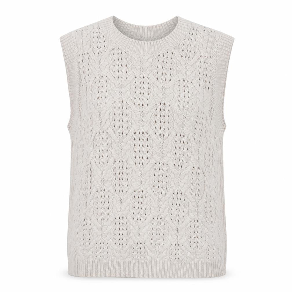 Marks and Spencer Women Ivory L Cable Knit Sleeveless Jumper Vest