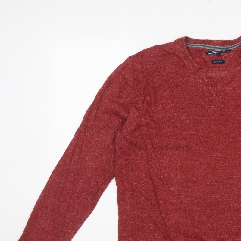 Tommy Hilfiger Men's Red L Cotton Wool Crew Neck Pullover Jumper