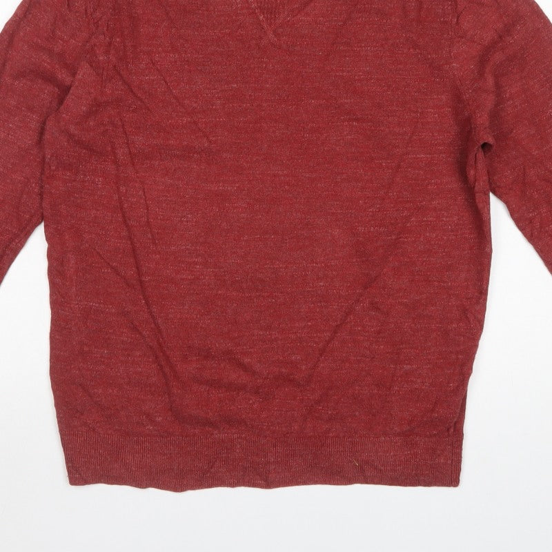 Tommy Hilfiger Men's Red L Cotton Wool Crew Neck Pullover Jumper