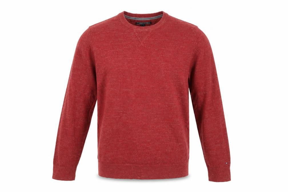 Tommy Hilfiger Men's Red L Cotton Wool Crew Neck Pullover Jumper