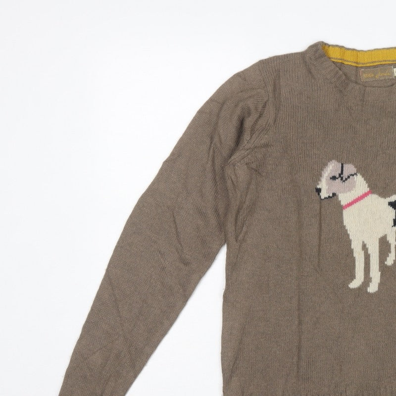 Little Joule Girls Brown Dog Knit Pullover Jumper 11-12 Years