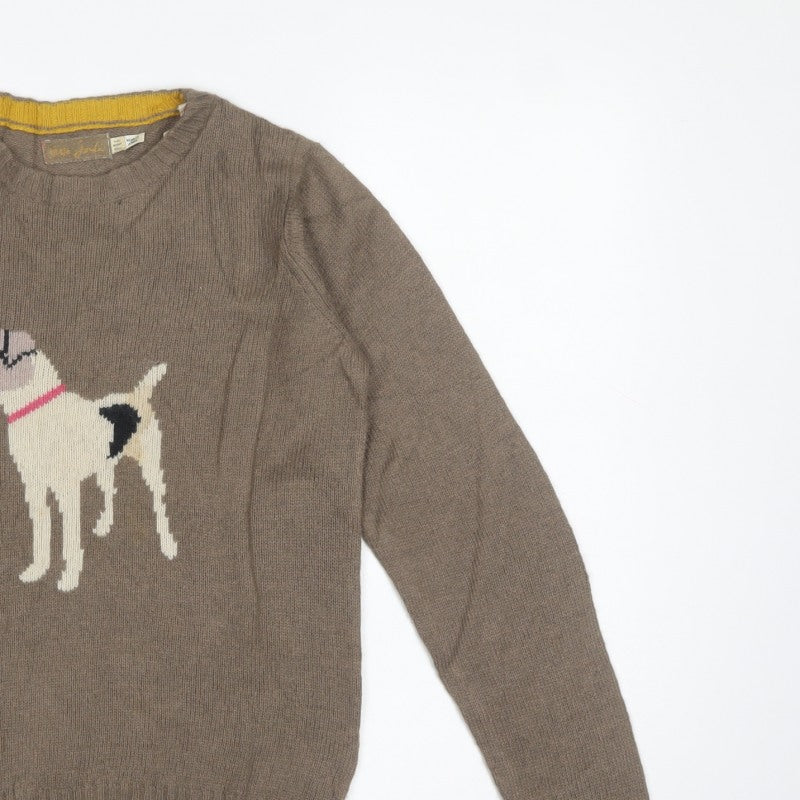 Little Joule Girls Brown Dog Knit Pullover Jumper 11-12 Years