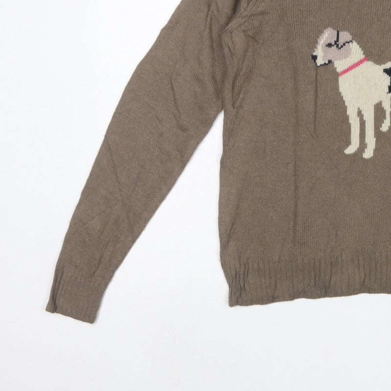 Little Joule Girls Brown Dog Knit Pullover Jumper 11-12 Years