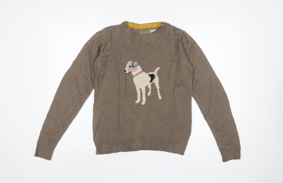 Little Joule Girls Brown Dog Knit Pullover Jumper 11-12 Years