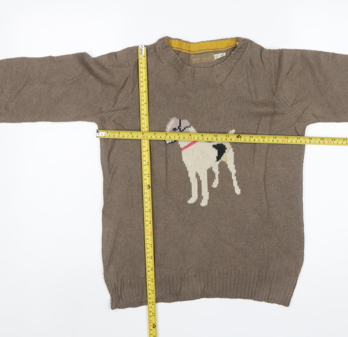 Little Joule Girls Brown Dog Knit Pullover Jumper 11-12 Years