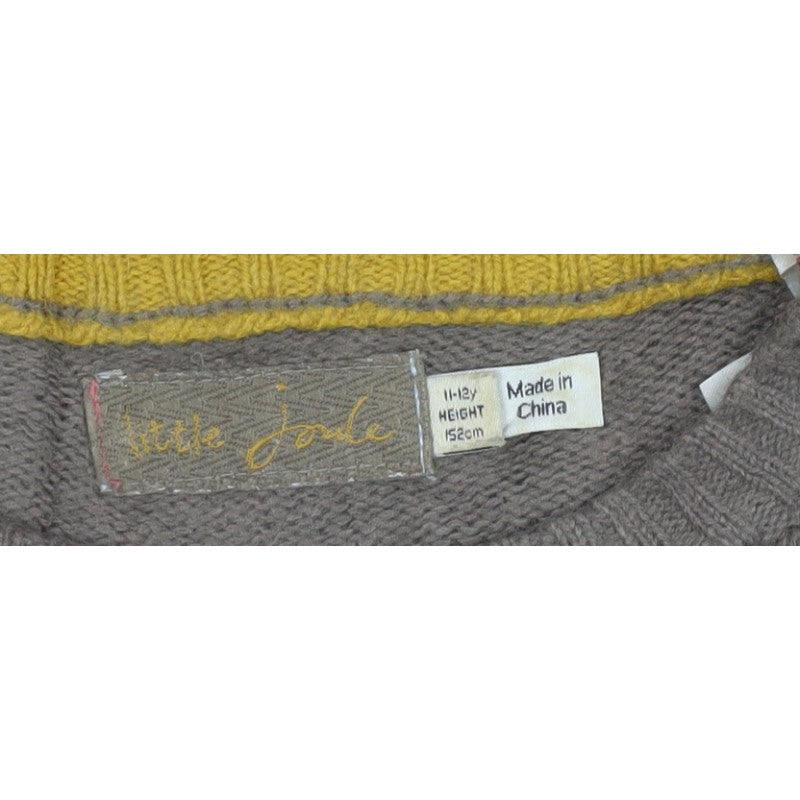 Little Joule Girls Brown Dog Knit Pullover Jumper 11-12 Years